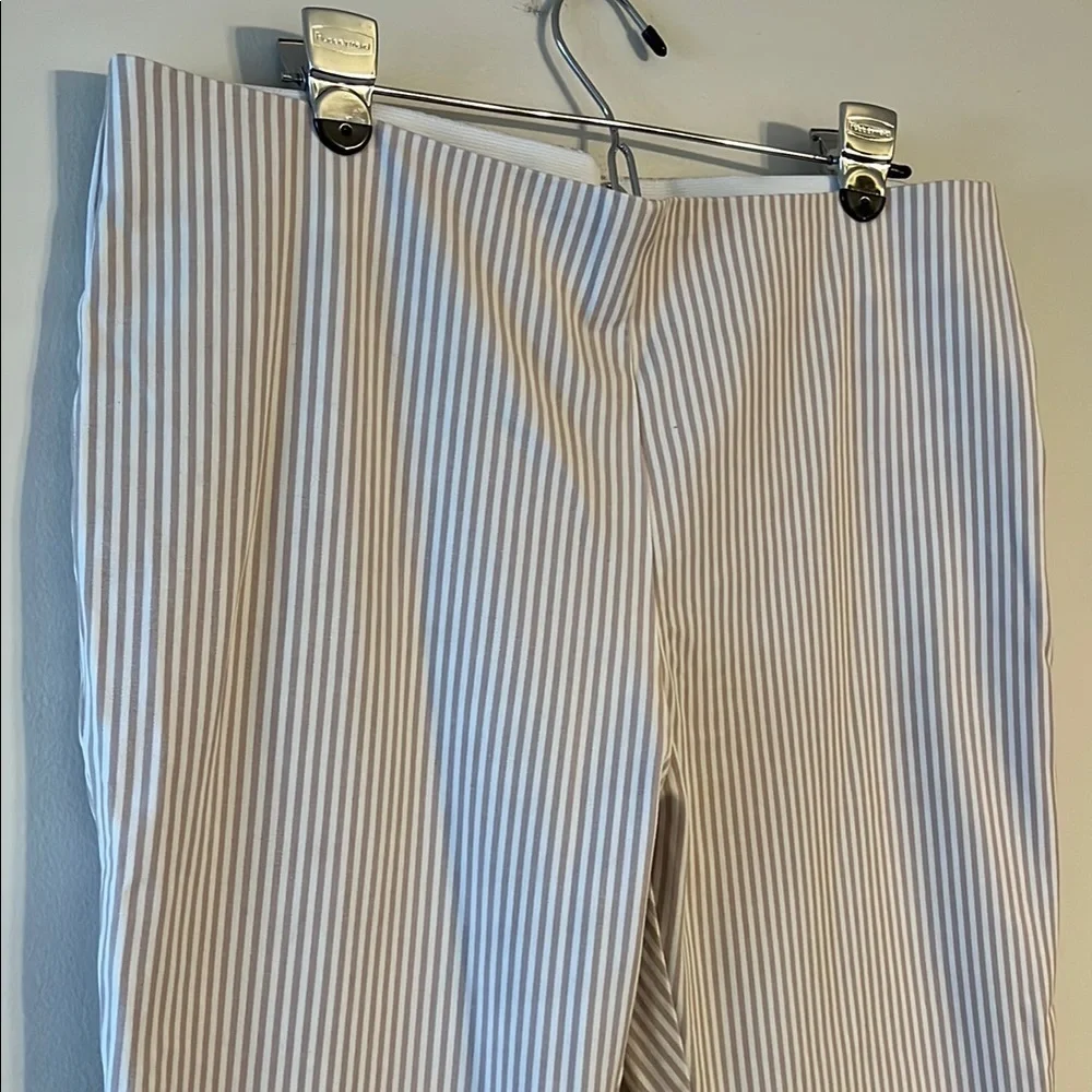 a new day Pull on pants White and‎ Tan thin vertical stripes neutral classic - Picture 2 of 12